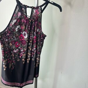 INC international concepts floral black dressy metal neck piece size medium